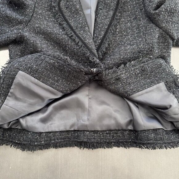 Jones New York Signature Petite Black Dixie Tweed Blazer Metallic Preppy Jacket - Picture 7 of 14